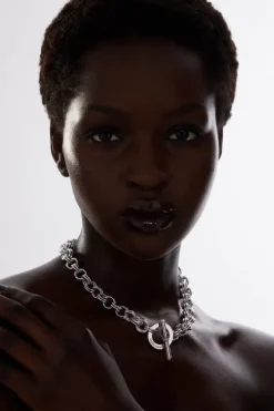 Hand Set European Crystal T-Bar Chain Necklace