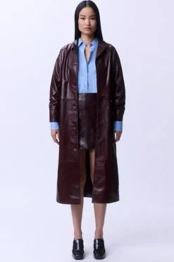 High Shine Leather Clean Trench Coat