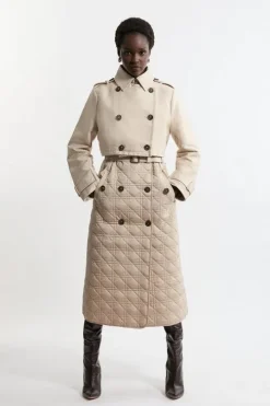 Hybrid Quilted Belted Trench Coat