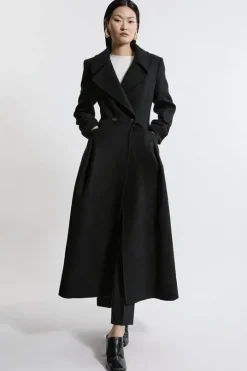 Italian Manteco Wool Blend Tailored Flared Skirt Midaxi Coat