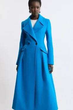 Italian Manteco Wool Blend Tailored Flared Skirt Midaxi Coat