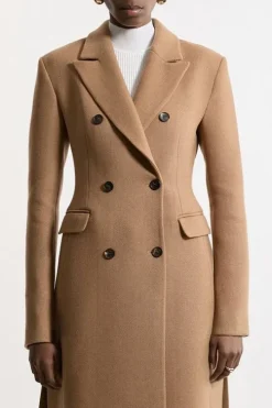 Italian Manteco Wool Double Breasted Tailored Maxi Coat