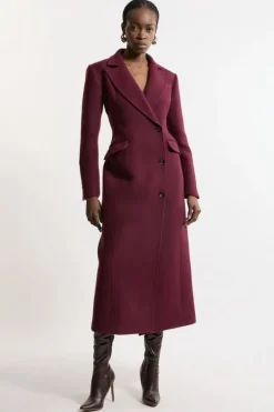 Italian Wool Blend Tailored Fitted Maxi Coat