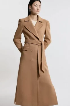 Italian Wool Double Breasted Longline Tailored Midi Coat