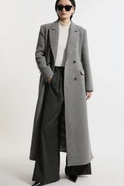 Italian Wool Mix Maxi Double Breasted Tailored Coat