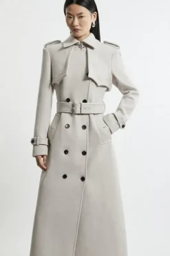 Italian Wool Tailored Belted Trench Maxi Coat