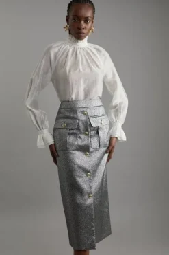 Jacquard Tailored Maxi Skirt