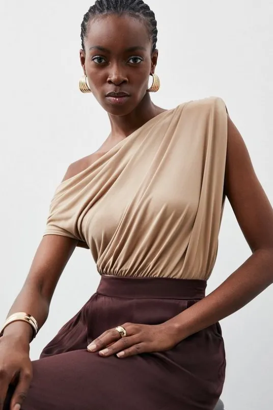 Jersey Crepe Asymmetric Bodysuit