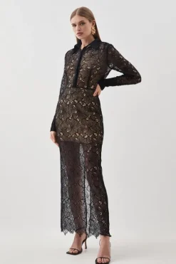 Lace Woven Midi Skirt