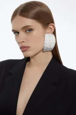 Large Hammered Statement Earring