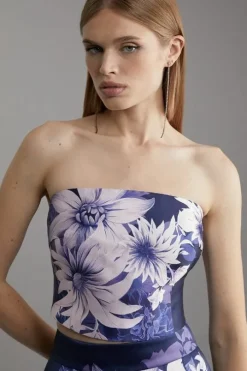 Large Scale Floral Print Woven Corset Top