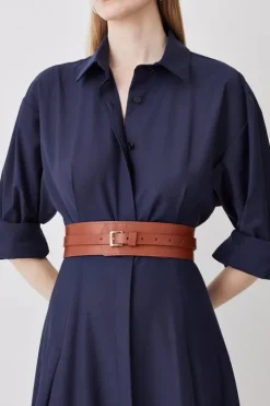 Leather Buckle Trim Belt