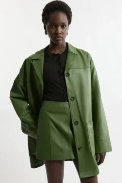 Leather Mini Seam Detail Mini Skirt