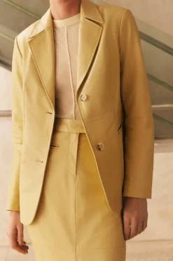 Leather Tailored Single Breasted Blazer