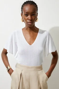 Lightweight Viscose Blend Summer Knit Angel Sleeve Top