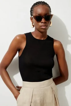 Lightweight Viscose Blend Summer Knit Racer Top