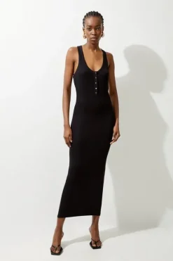 Lux Viscose Rib Jersey Racer Back Midi Dress