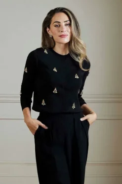 Lydia Millen All Over Embellished Dry Handle Viscose Blend Knit Cardi