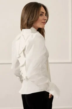 Lydia Millen Drama Sleeve High Neck Woven Cotton Shirt