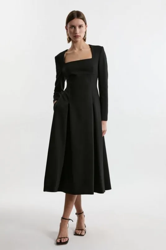 Lydia Millen Petite Compact Stretch Sweetheart Neckline Dress