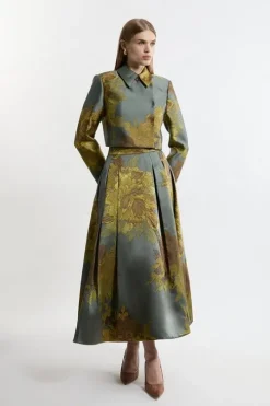 Lydia Millen Petite Floral Jacquard Woven Midaxi Prom Skirt