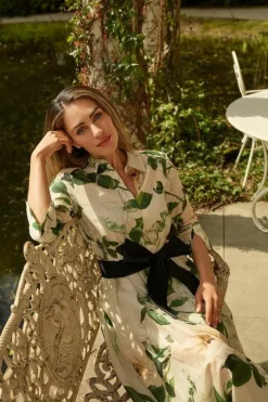 Lydia Millen Spring Floral Silk Cotton Woven Shirt Dress