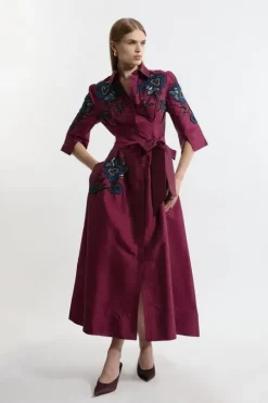 Lydia Millen Tall Embellished Taffeta Woven Shirt Dress