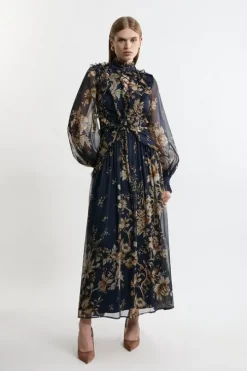 Lydia Millen Tall Floral Ruffle Chiffon Maxi Dress