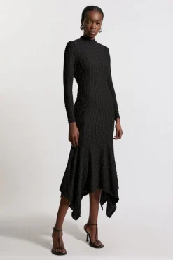 Maxi Textured Jersey Waterfall Dress