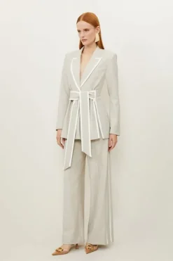 Melange Wide Leg Tailored Suit Set