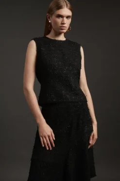 Metallic Boucle Georgette Mix Tailored Top