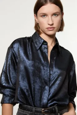 Metallic Woven Collared Shirt