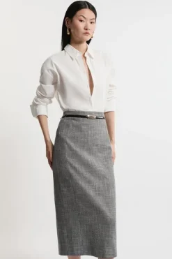 Midi Mono Textured Pencil Skirt