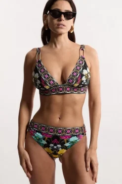 Mirror Print Plunge Bikini Top