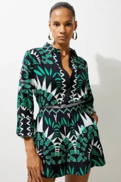 Mono Printed Viscose Woven Beach Shirt