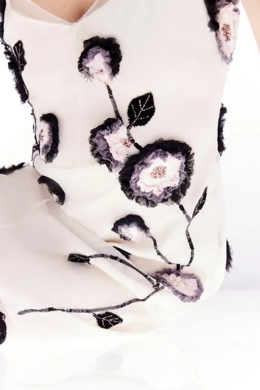 Ooto Organdie Applique Halter Tie Strappy Woven Midi Dress