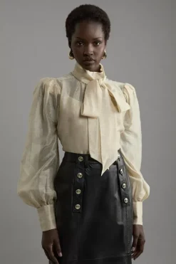 Organdie Woven Pussybow Blouse