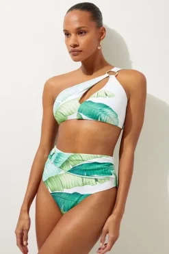 Palm Print Cut Out Detail Bikini Top
