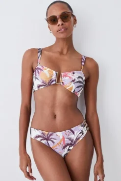 Palm Print Gold Trim Bikini