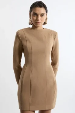 Petite Brushed Tailored Jersey Mini Scuba Dress