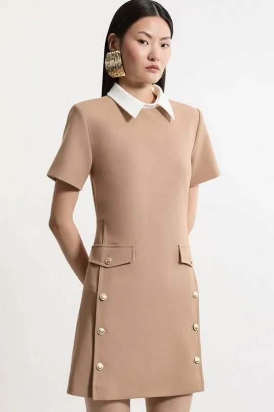 Petite Compact Stretch Formal Tailored Dress