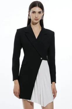 Petite Compact Stretch Soft Tailored Panel Blazer Mini Dress