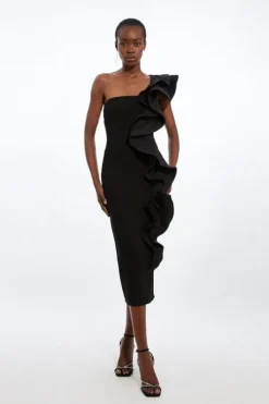 Petite Cotton Ponte Jersey Ruffle Hem Maxi Dress