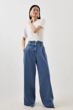 Petite Denim Indigo Wide Leg Pants