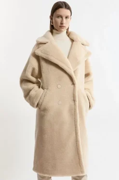 Petite Faux Fur Teddy Longline Coat