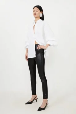 Petite Faux Leather And Ponte Leggings
