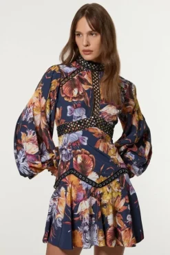 Petite Floral Studded Lace Woven Mini Dress