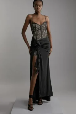 Petite Lace And Jersey Crepe Maxi Dress