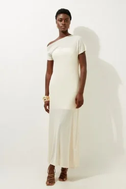 Petite Light Weight Summer Knit Midaxi Dress With Woven Slip