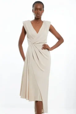 Petite OOTO Premium Viscose Jersey Draped Maxi Dress